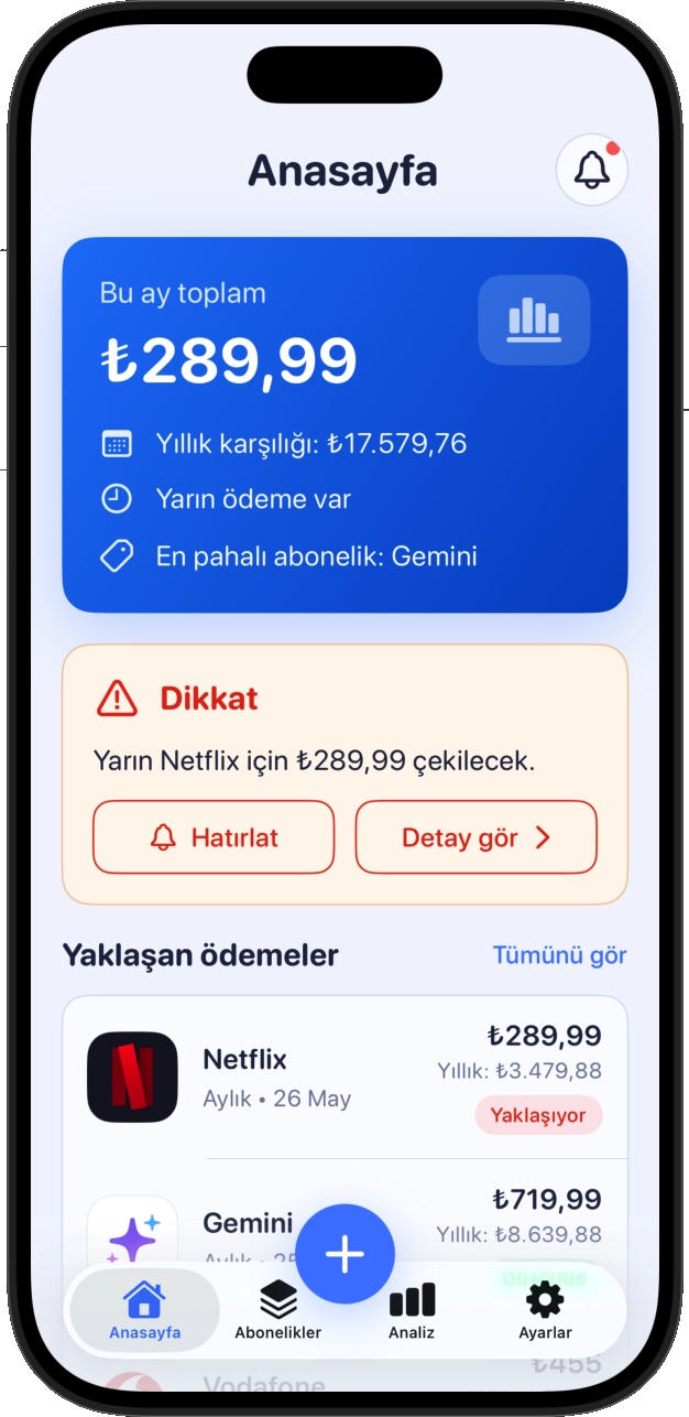Duefy iOS uygulamasının ana sayfa ekran görüntüsü